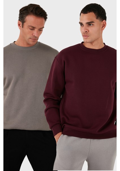 Regular Fit Bisiklet Yaka Şardonlu 2'li Paket Sweat Erkek Sweat 5905255S2