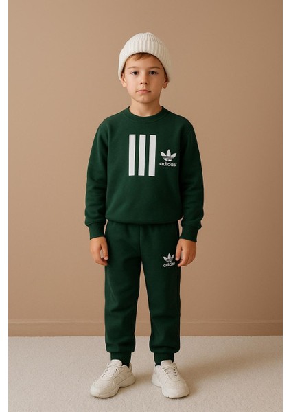 Zümrüt Yeşil Kız & Erkek Çocuk 2 Iplik Alt Üst Sweatshirt - Eşofman Takım modelleri