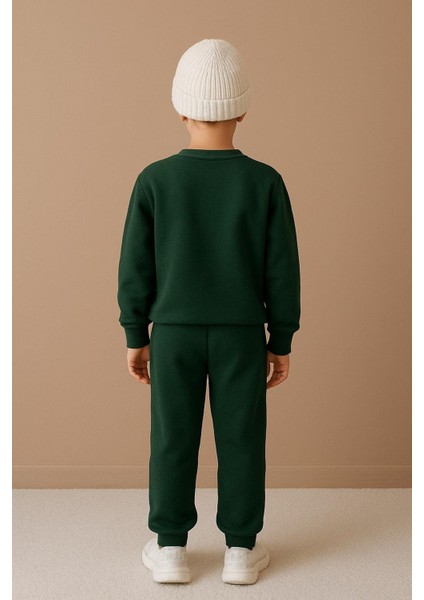 Zümrüt Yeşil Kız & Erkek Çocuk 2 Iplik Alt Üst Sweatshirt - Eşofman Takım fırsatları