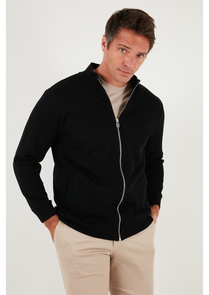 Pamuklu Relaxed Fit Dik Yaka Fermuarlı Hırka Erkek Hırka 5901075