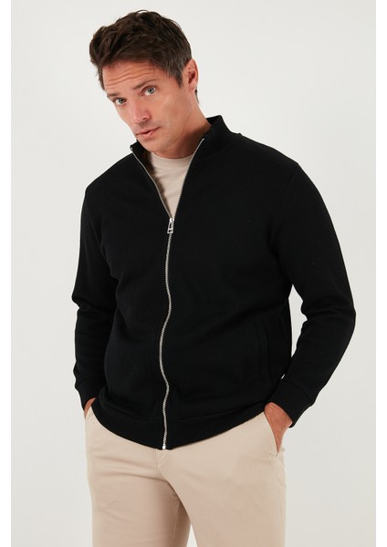 Pamuklu Relaxed Fit Dik Yaka Fermuarlı Hırka Erkek Hırka 5901075 indirimleri