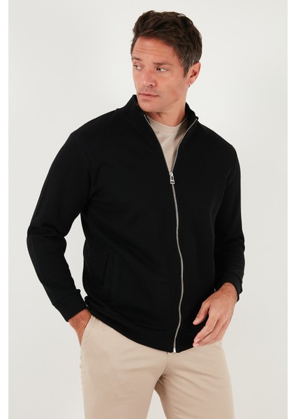 Pamuklu Relaxed Fit Dik Yaka Fermuarlı Hırka Erkek Hırka 5901075