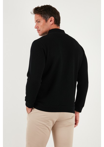 Pamuklu Relaxed Fit Dik Yaka Fermuarlı Hırka Erkek Hırka 5901075