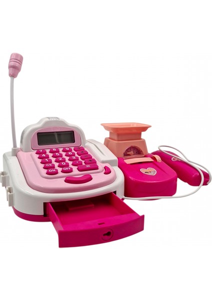 Işıklı-Sesli Gerçek Hesap Makinalı Barkod Okuyuculu Alışveriş Sepetli Pembe Yazarkasa Oyuncak fırsatları
