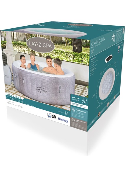 Lay-Z-Spa® 60003 Cancun Signature Airjet™ Şişme Spa Havuzu, 2-4 Kişilik