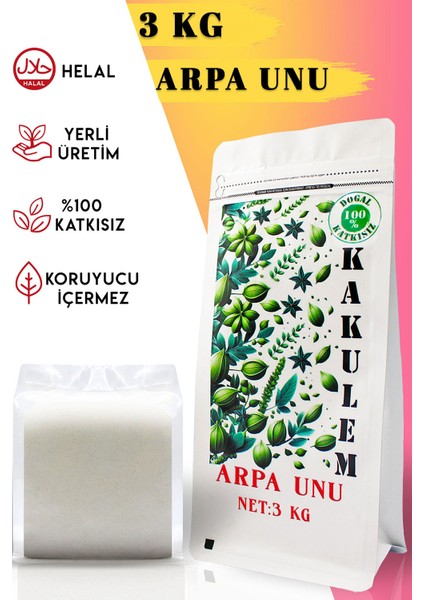 Sertifikalı Ata Tohum Katkısız Arpa Unu 3 kg