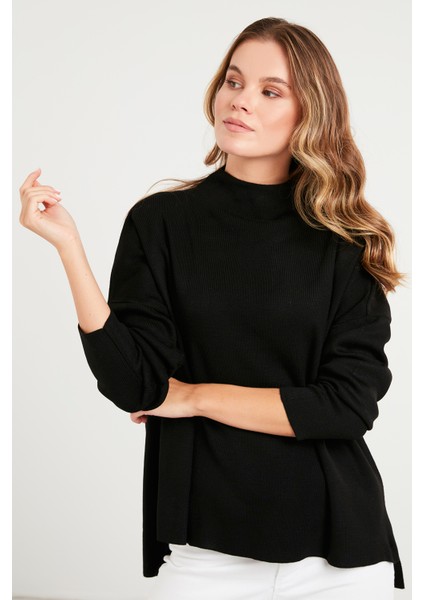 Pamuklu Arkası Uzun Dik Yaka 2'li Paket Triko Kazak Bayan Kazak 4615002S2 fiyatları