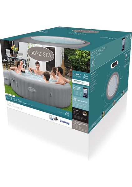 Lay-Z-Spa® 60135 Grenada Smart Airjet™ Şişme Spa Havuzu, 6-8 Kişilik