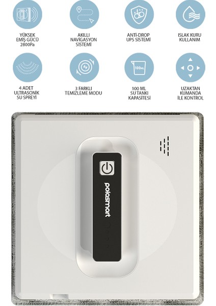 PSH23 Akıllı Cam Silme Robotu Ultrasonik Su Püskürtmeli Uzaktan Kumandalı APP Uygulama Kontrollü