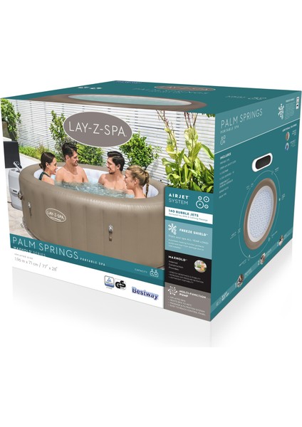 Lay-Z-Spa® 60017 Palm Springs Airjet™ Şişme Spa Havuzu, 4-6 Kişilik
