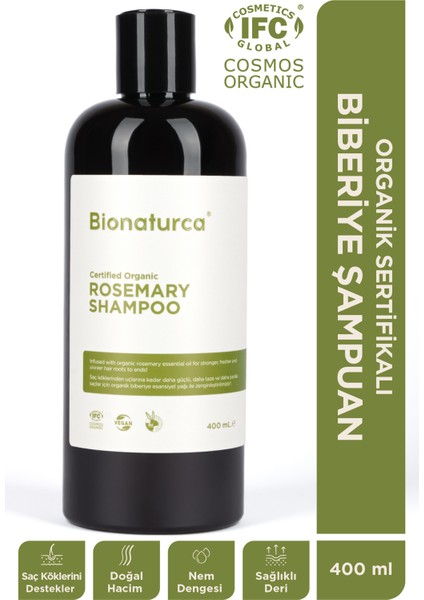 Organik Sertifikalı Biberiye Şampuanı 400 Ml