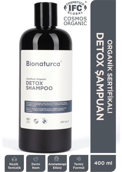 Organik Sertifikalı Arındırıcı Detoks Şampuan 400 Ml