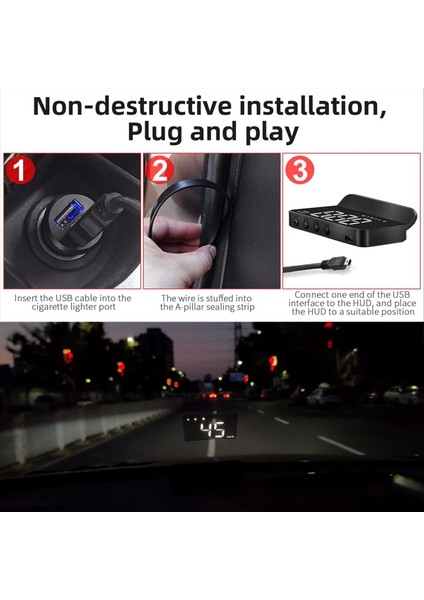 Araba Için Ön Cam Ekran, Araba Için Dijital Hız Göstergesi, Hud Gps Otomobil Hız Göstergesi Mph Seyahat Yön Fonksiyonu (Yurt Dışından) modelleri