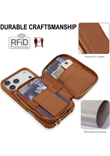 iPhone 17 Pro Max Için Fermuarlı Kart Çantası Telefon Kılıfı (Yurt Dışından) fiyatları