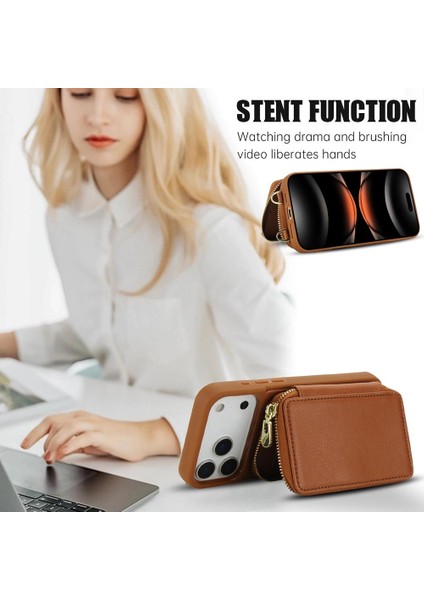 iPhone 17 Pro Max Için Fermuarlı Kart Çantası Telefon Kılıfı (Yurt Dışından) indirimleri