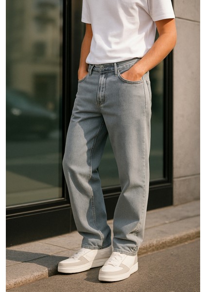 Erkek Yüksek Bel Bol Kesim Baggy Loose Fit Jean PANTOLON-C352 fiyatları