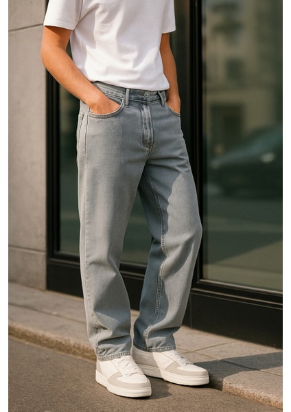 Erkek Yüksek Bel Bol Kesim Baggy Loose Fit Jean PANTOLON-C352