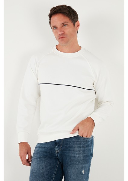 Pamuklu Şerit Detaylı Relaxed Fit Bisiklet Yaka Sweat Erkek Sweat 5901227