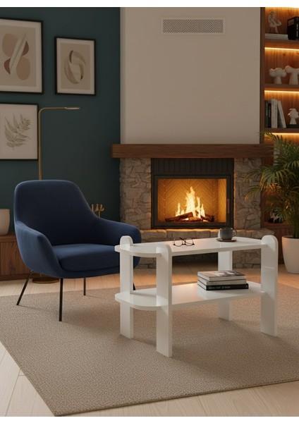 Şık ve Kullanışlı Beyaz Düz Salon Sehpası 80*30*47