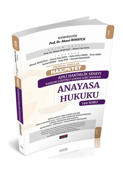 Orijinal Sorular Hakimiyet Adli Hakimlik Anayasa Hukuku Çıkmış Soru Bankası Savaş Yayınları 2025
