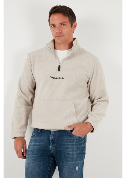 Regular Fit Yarım Fermuarlı Dik Yaka Yumuşak Dokulu Sweat Erkek Sweat 59060661 fırsatları
