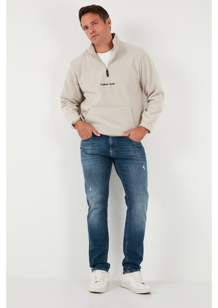 Regular Fit Yarım Fermuarlı Dik Yaka Yumuşak Dokulu Sweat Erkek Sweat 59060661