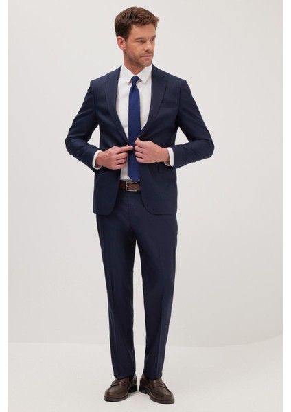 Erkek Slim Fit Mono Yaka Koyu Lacivert Takım Elbise indirimleri