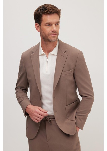 Erkek Regular Fit Vizon Esnek Likralı Kumaş Mono Yaka Torba Cepli Takım Elbise fiyatları