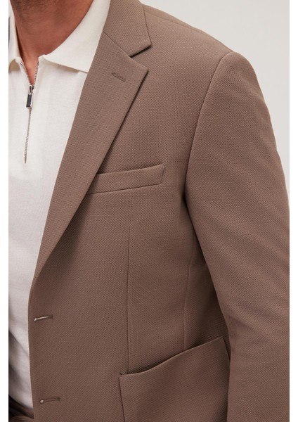 Erkek Regular Fit Vizon Esnek Likralı Kumaş Mono Yaka Torba Cepli Takım Elbise modelleri