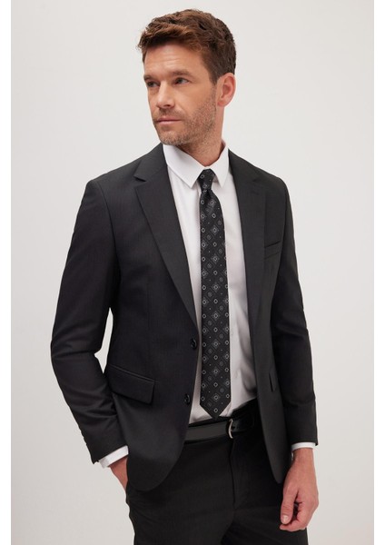 Erkek Regular Fit Esnek Likralı Kumaş Mono Yaka Kapaklı Cepli siyah Takım Elbise fiyatları