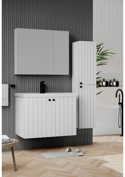 Paris 80 cm Beyaz Banyo Dolabı