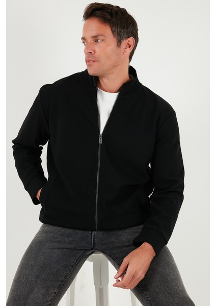 Pamuklu Regular Fit Dik Yaka Fermuarlı Hırka Erkek Hırka 5901077