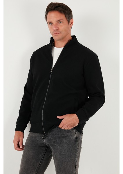 Pamuklu Regular Fit Dik Yaka Fermuarlı Hırka Erkek Hırka 5901077