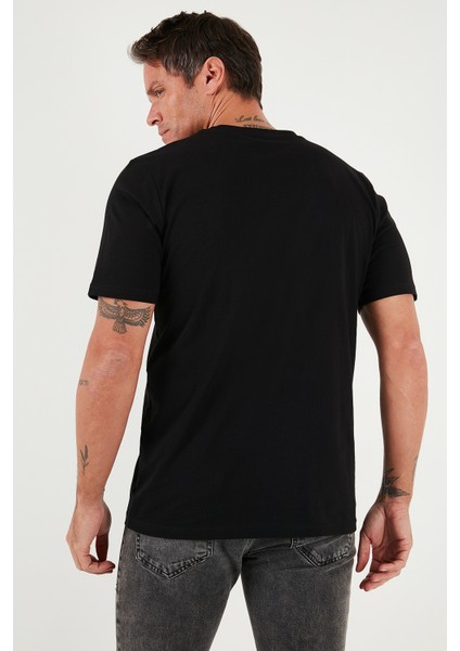 Yazı Detaylı Pamuklu Regular Fit Bisiklet Yaka T Shirt Erkek T Shirt 59020203