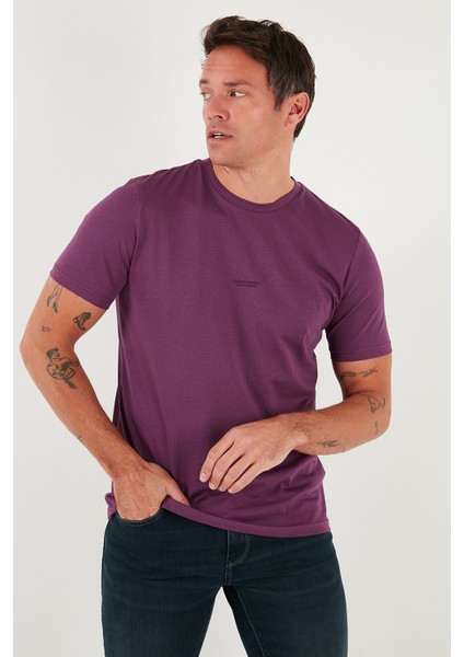 Yazı Detaylı Pamuklu Regular Fit Bisiklet Yaka T Shirt Erkek T Shirt 59020203