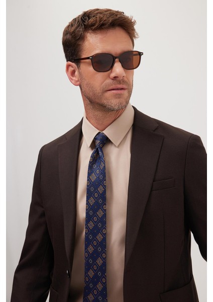 Erkek Slim Fit Mono Yaka Likralı Esnek Kumaş Kahverengi Takım Elbise fiyatları