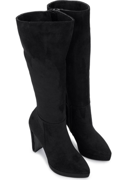 Kadın Suni Deri Siyah Süet Topuklu Çizme 1065 606 Bn Czm SK25-26 Sıyah Suet fiyatları