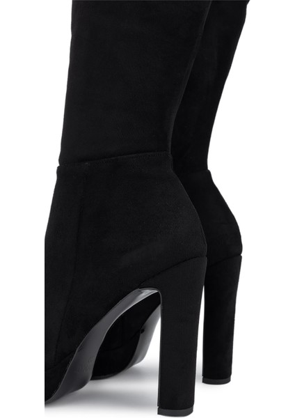 Kadın Suni Deri Siyah Süet Topuklu Çizme 1065 606 Bn Czm SK25-26 Sıyah Suet fırsatları