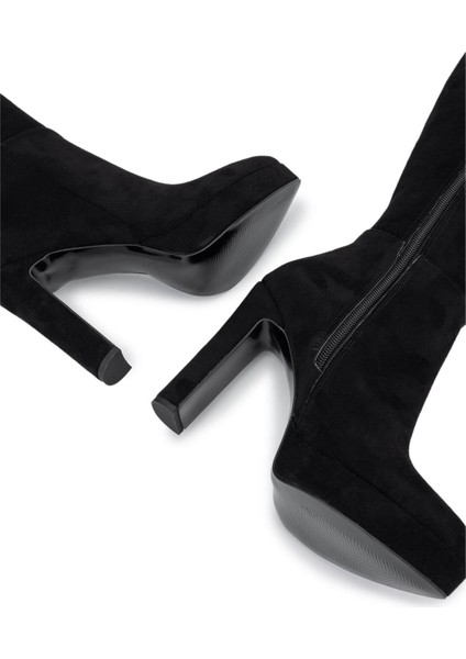 Kadın Suni Deri Siyah Süet Topuklu Çizme 1065 606 Bn Czm SK25-26 Sıyah Suet indirimleri