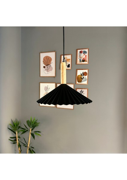 Avilla Siyah Metal Avize Tekli Ahşap Kafa Rustik Cafe Mutfak Modern Dekoratif Sarkıt Aydınlatma indirimleri