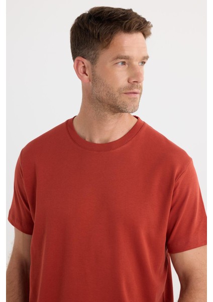 Unisex Relax Fit Rahat Kesim %100 Pamuk Yumuşak Dokulu Hafif Kalın Kiremit Bisiklet Yaka Tişört fiyatları