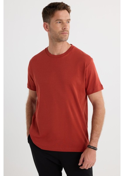 Unisex Relax Fit Rahat Kesim %100 Pamuk Yumuşak Dokulu Hafif Kalın Kiremit Bisiklet Yaka Tişört fırsatları