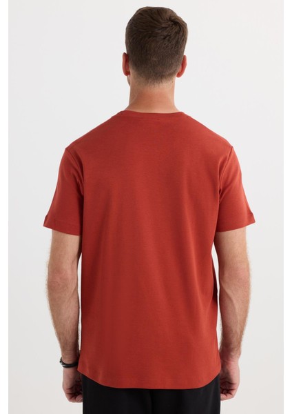 Unisex Relax Fit Rahat Kesim %100 Pamuk Yumuşak Dokulu Hafif Kalın Kiremit Bisiklet Yaka Tişört