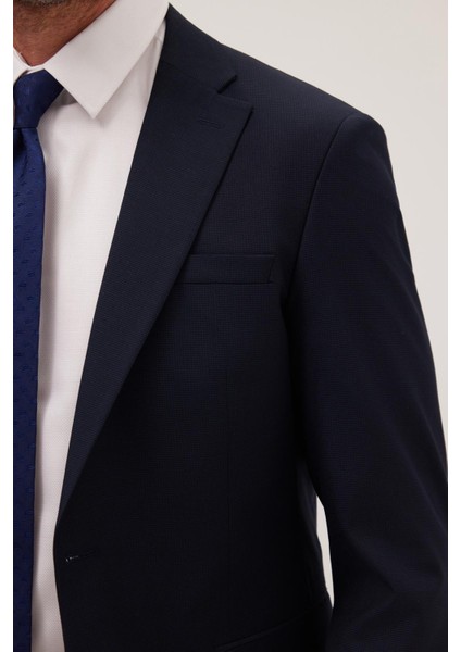Erkek Slim Fit Mono Yaka Lacivert Takım Elbise modelleri