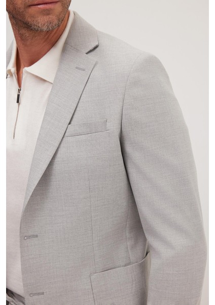 Erkek Slim Fit Mono Yaka Likralı Esnek Kumaş Gri Takım Elbise modelleri
