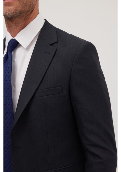 Erkek Regular Fit Esnek Likralı Kumaş Mono Yaka Kapaklı Cepli lacivert Takım Elbise modelleri