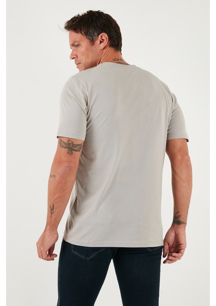 Yazı Detaylı Pamuklu Regular Fit Bisiklet Yaka T Shirt Erkek T Shirt 59020203