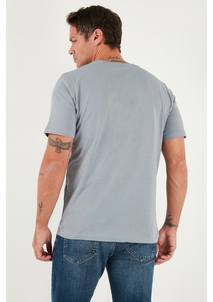 Yazı Detaylı Pamuklu Regular Fit Bisiklet Yaka T Shirt Erkek T Shirt 59020203