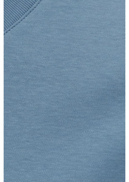 Unisex Relax Fit Rahat Kesim %100 Pamuk Yumuşak Dokulu Hafif Kalın Mavi Bisiklet Yaka Tişört indirimleri