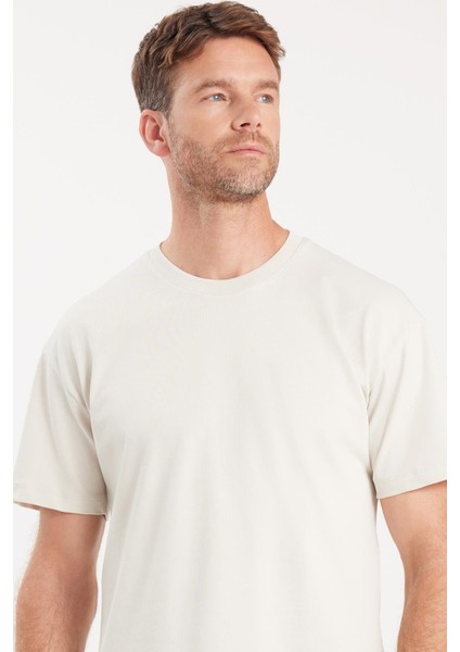 Erkek Boxy Fit Bol Kesim %100 Pamuk Bisiklet Yaka Taş Tişört fiyatları